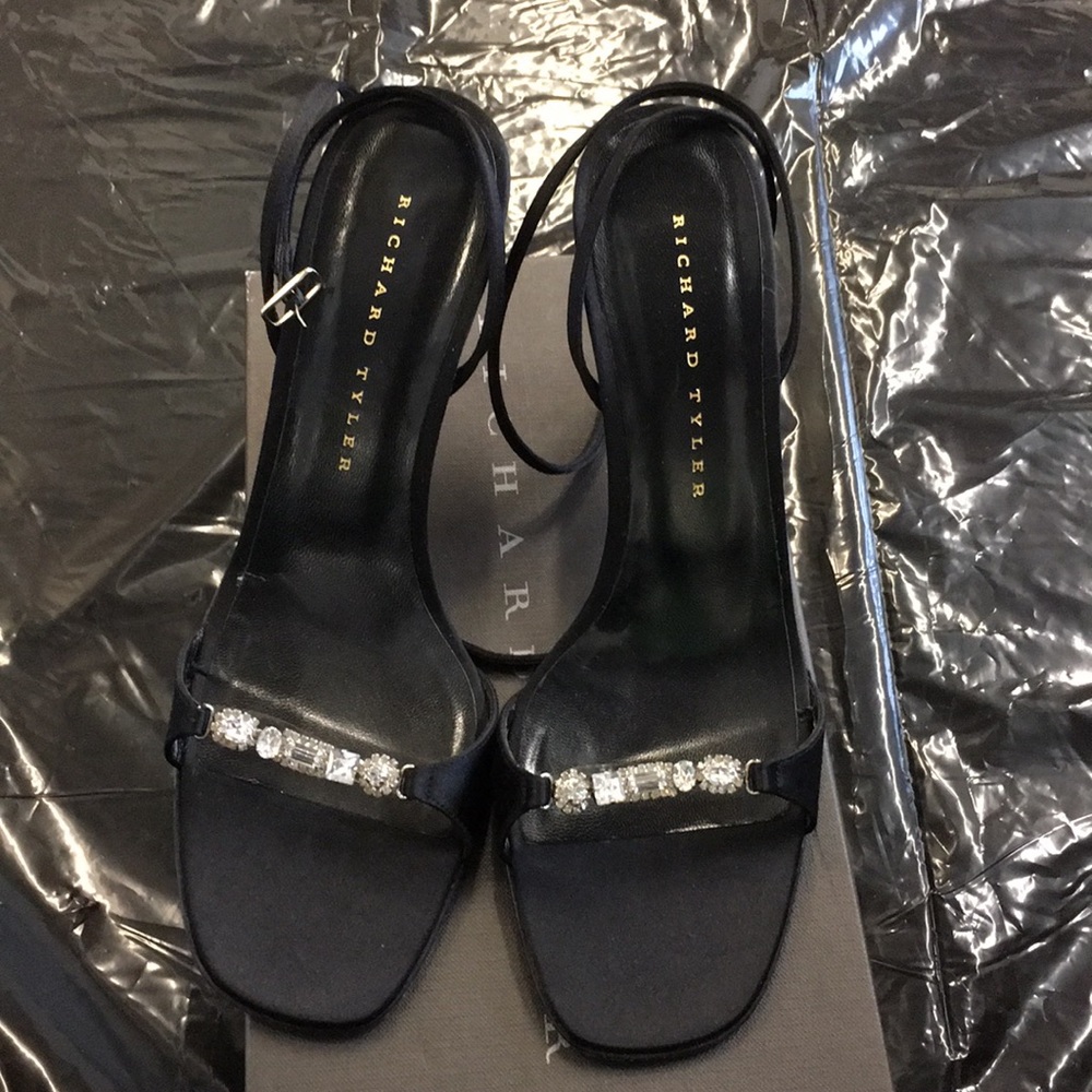 Richard Tyler black  jeweled heels